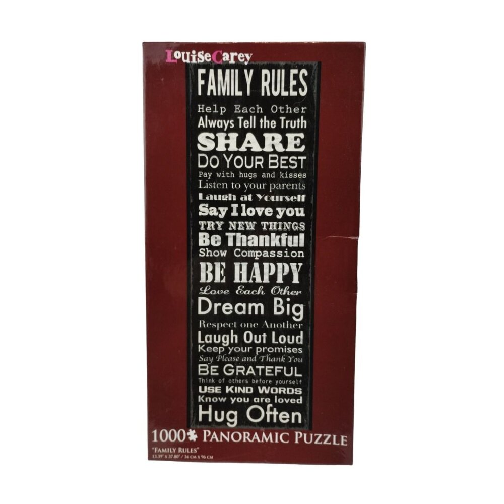 Family Rules by Louise Carey Typography Artwork 1000 Piece Panoramic Puzzle